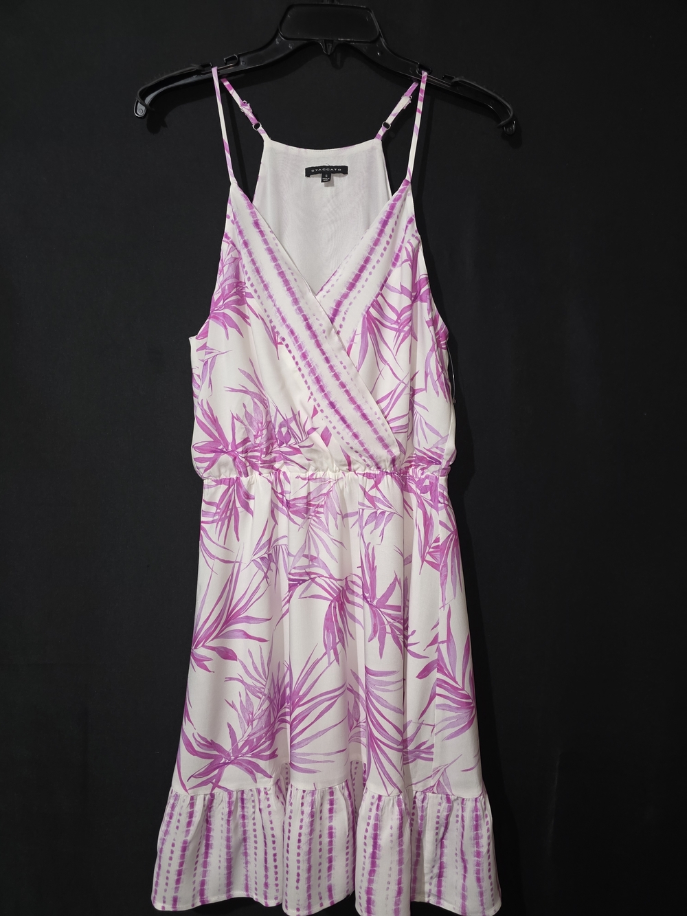 Staccato White and Pink Floral Wrap-Front Mini Dress